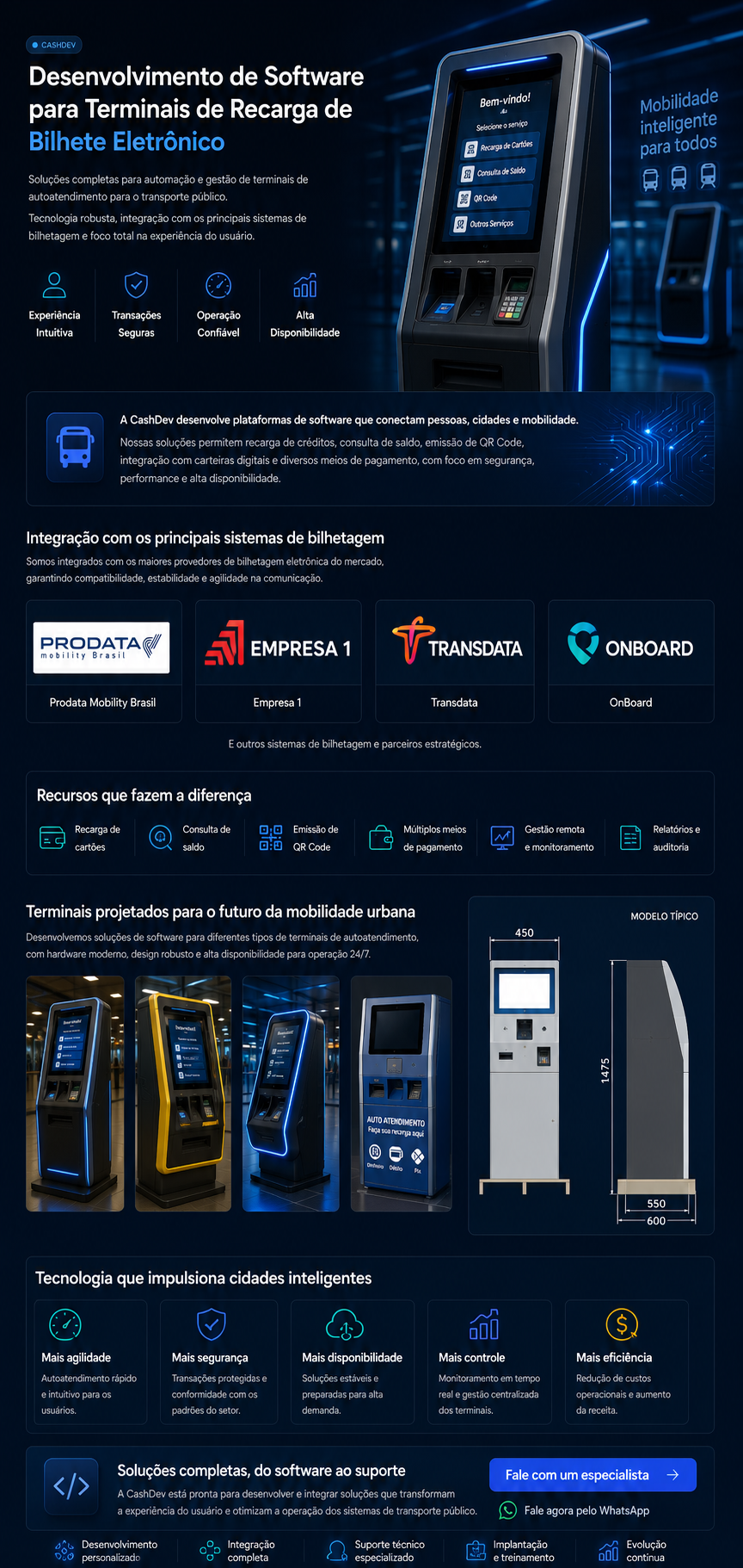 Totem futurista de autoatendimento para transporte público